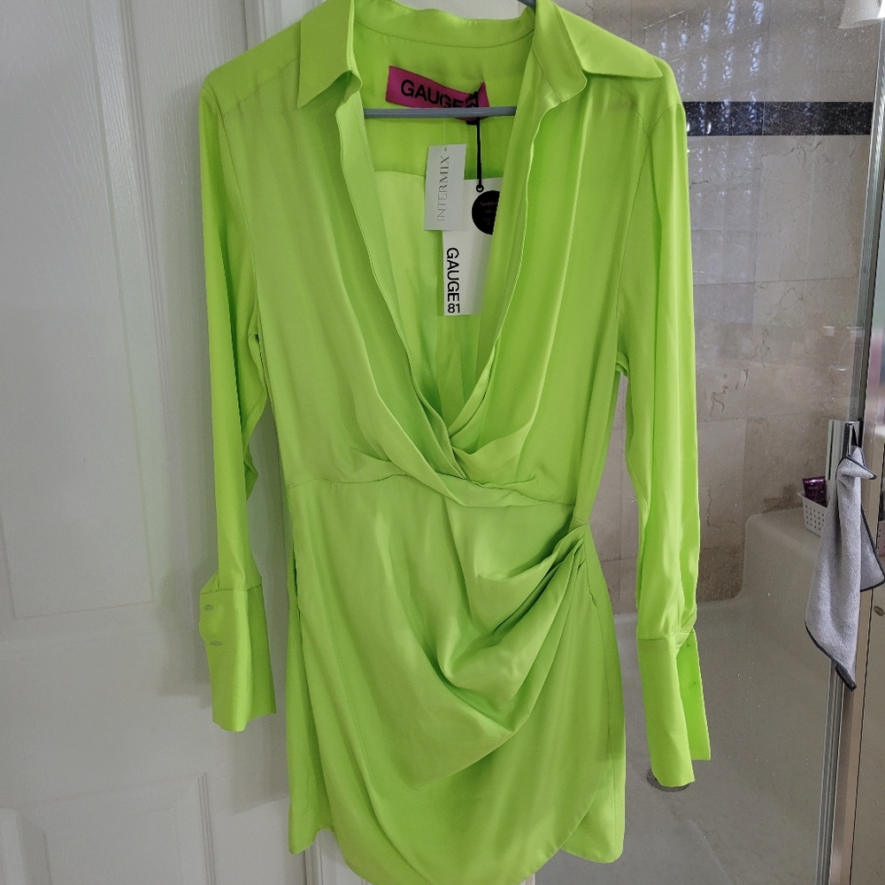 Gauge81 Naha Linen Dress NWT-Small Lime Green